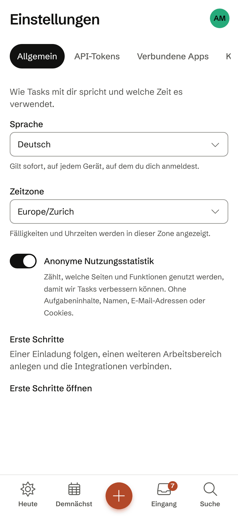 Die Einstellungen auf dem iPhone mit dem Schalter für die anonyme Nutzungsstatistik.